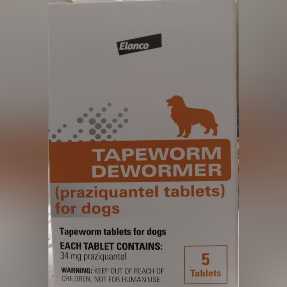 Elanco Tapeworm Dewormer Tablets for Dogs - 34mg Praziquantel, 5 Tablets